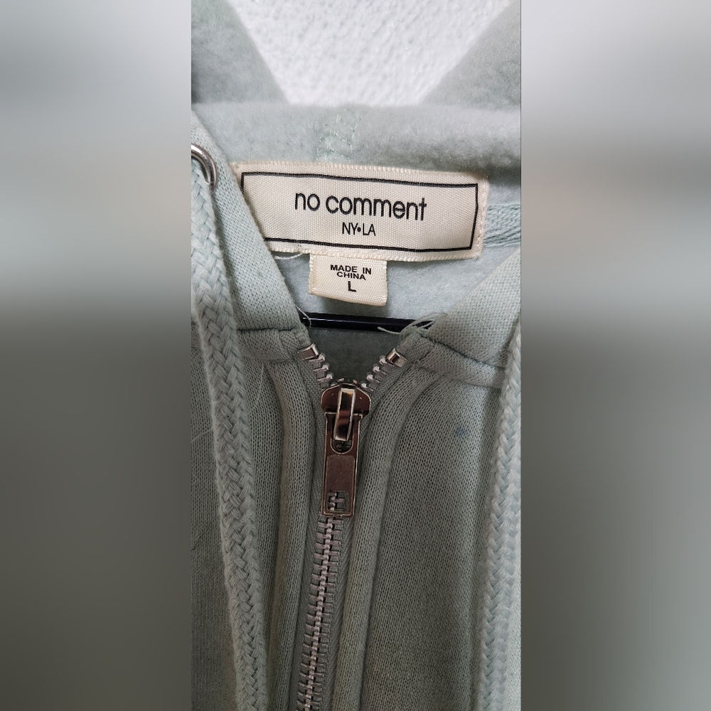 No Comment Light Green Zip-Up Hoodie